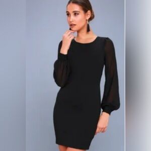 🛍️SALE🛍️ Lulu’s Long Sheer Sleeves Black Dress